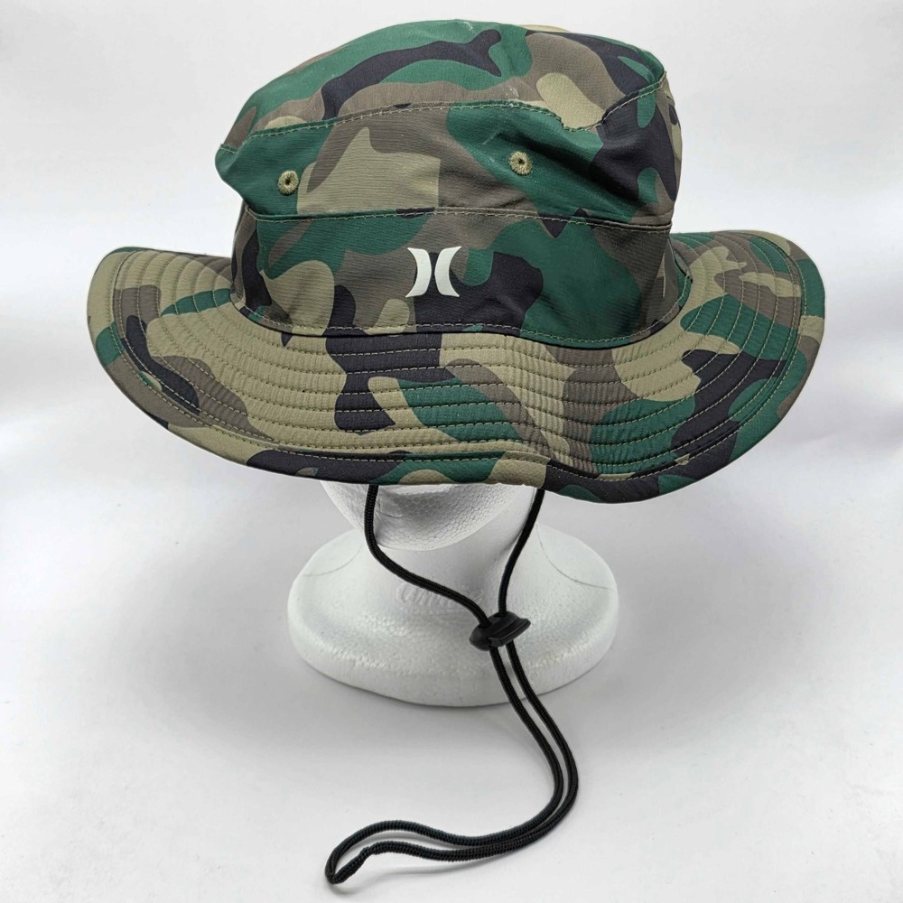 Hurley Back Country Boonie Bucket Hat Cap Camo Green Vented Men's One Size NWT